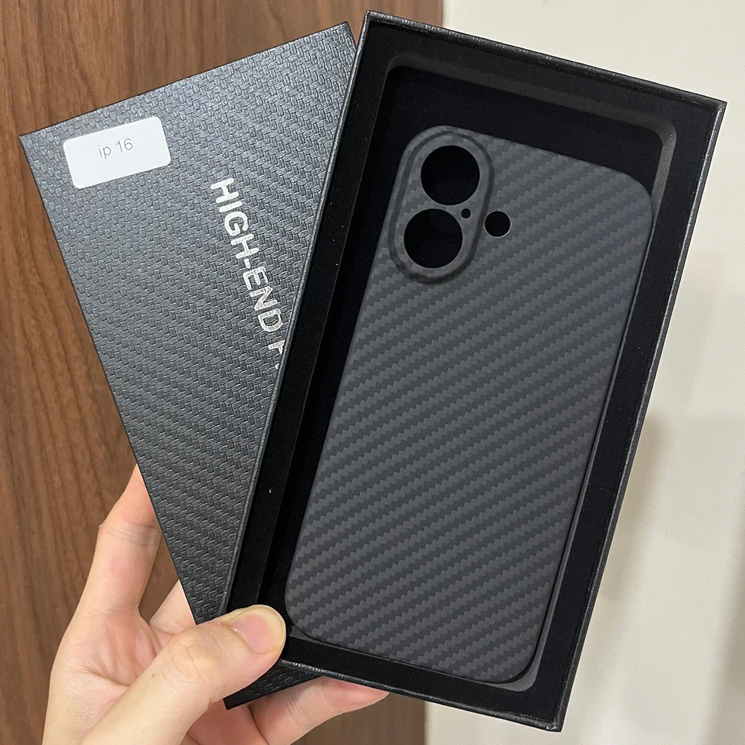 حافظة هاتف من ألياف الكربون الأراميد الحقيقية لهاتف آيفون 12 13 14 15 16 16E Pro Max Plus Mini 16Pro ProMax i13 i14 i15 i16 E 256