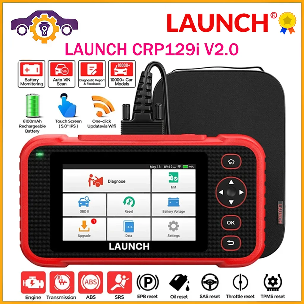 

Newest LAUNCH X431 CRP129i V2.0 PK CR129X OBD2 Scanner Car Diagnostic Tools ABS SRS Engine AT 4 System + 12 Reset Free Update