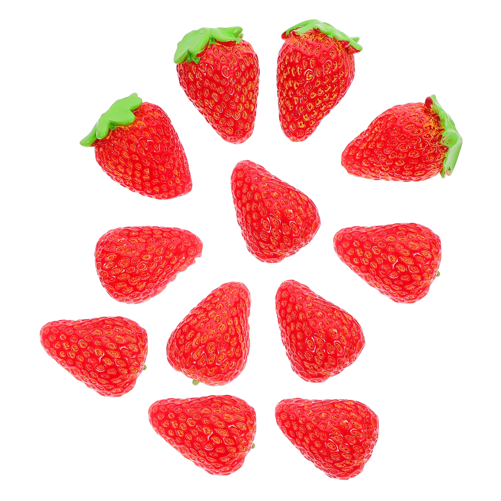 

12 Pcs Simulated Strawberry Ornaments Decorations Artificial Fruits Resin Crafts Lifelike Fruits. Fake