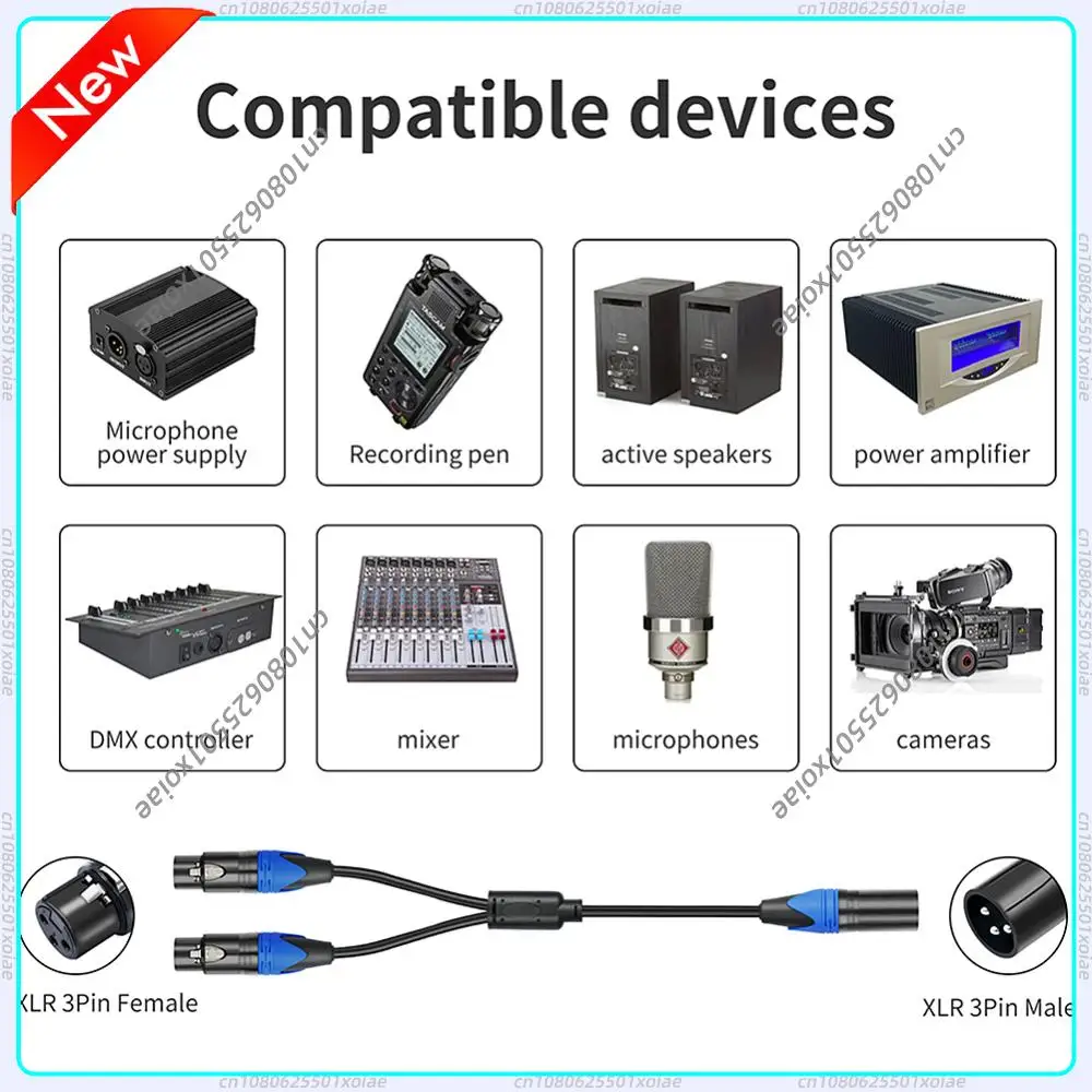 50cm 1 XLR Male To 2 XLR Female XLR Y Splitter Cable Female To 2 Male XLR Y Cable Microphone Splitter Cord for Mixer