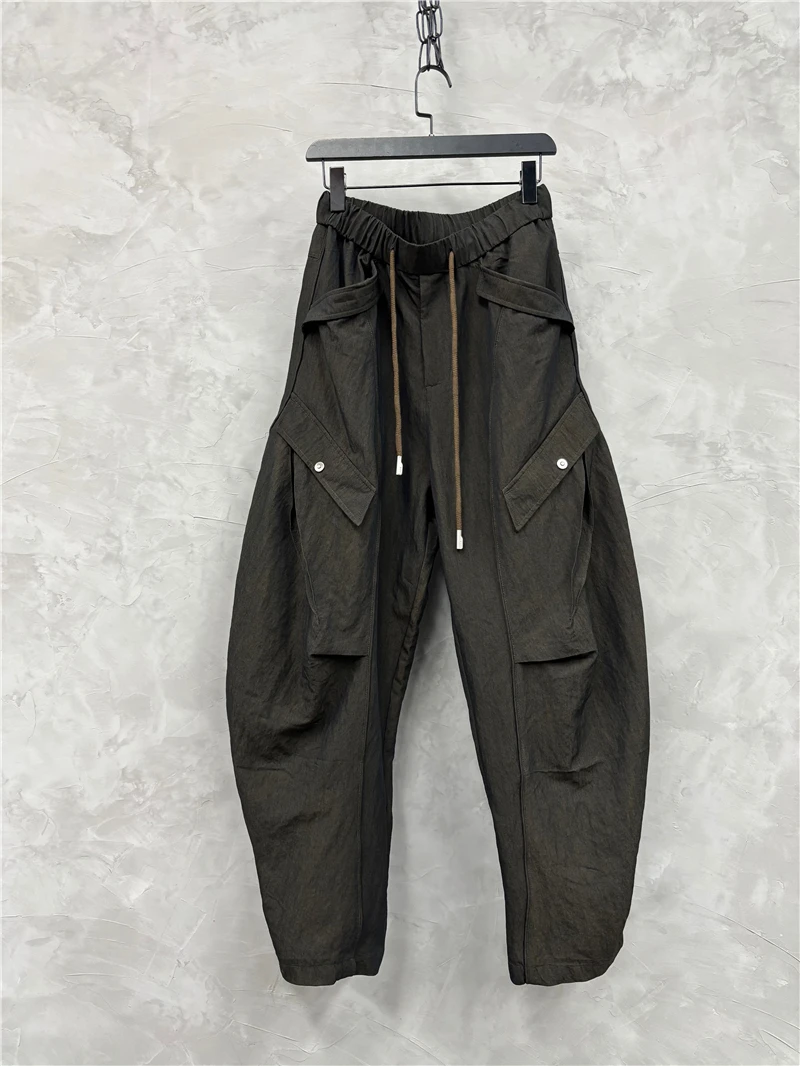 Avant-garde retro design stiksels ruches overall trendy losse wijde pijpen casual broek persoonlijkheid mat