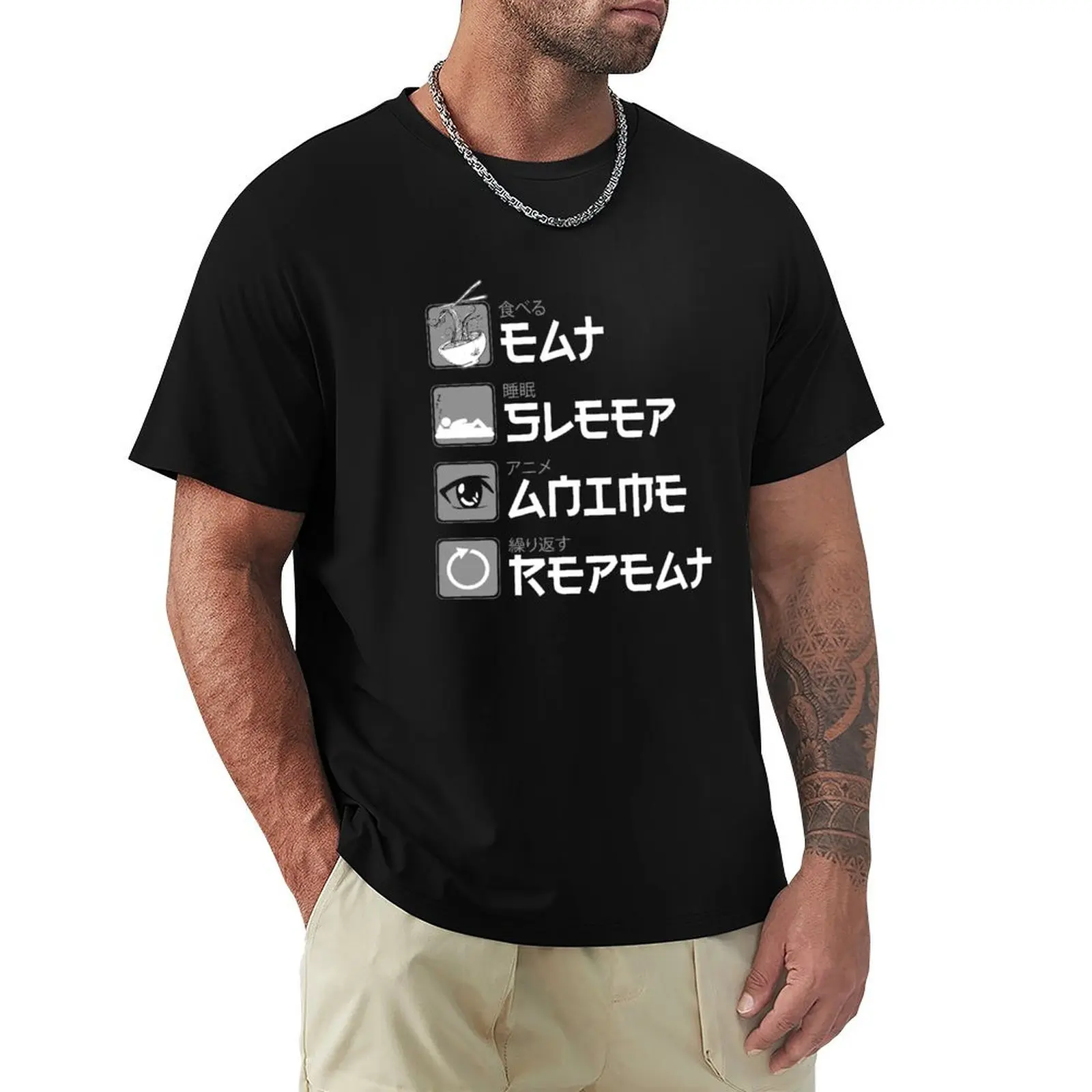 

Japanese Comic Lover Anime Otaku Manga Reading Eat Sleep Anime Repeat T-Shirt man t shirt graphic t shirts t shirts for men