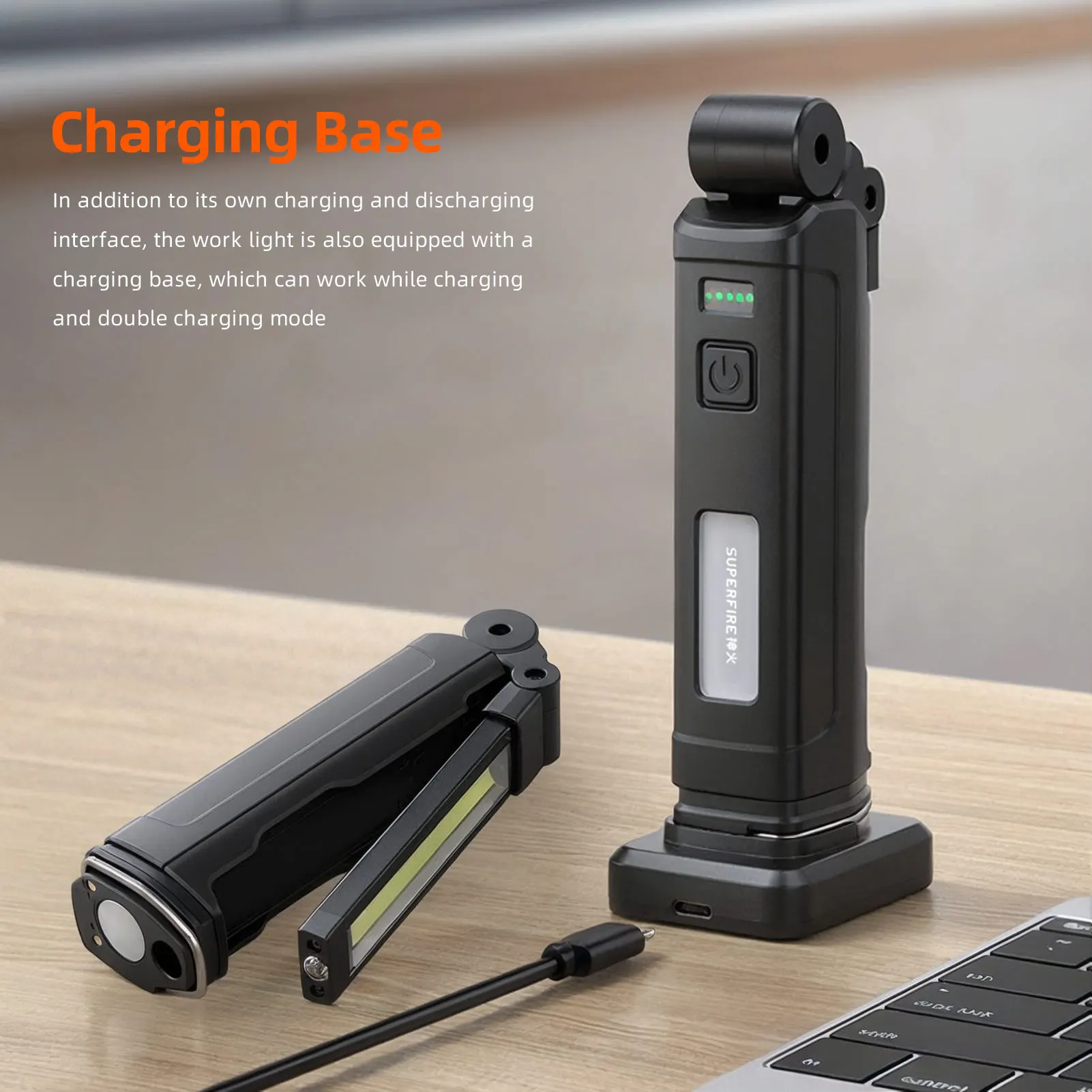 New SUPERFIRE G16-S LED Multi-function Work Light 360 degree With Magnetic Base Rechargeable For Car Repair Outdoor  Flashlight