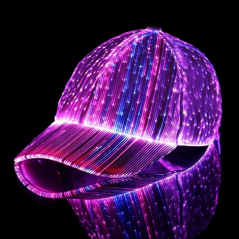 

7-color Change LED Fiber Optic Light-emitting Sunshade Cap Bar Dancing Night Running Baseball Cap Halloween Hip-hop Flash Hat