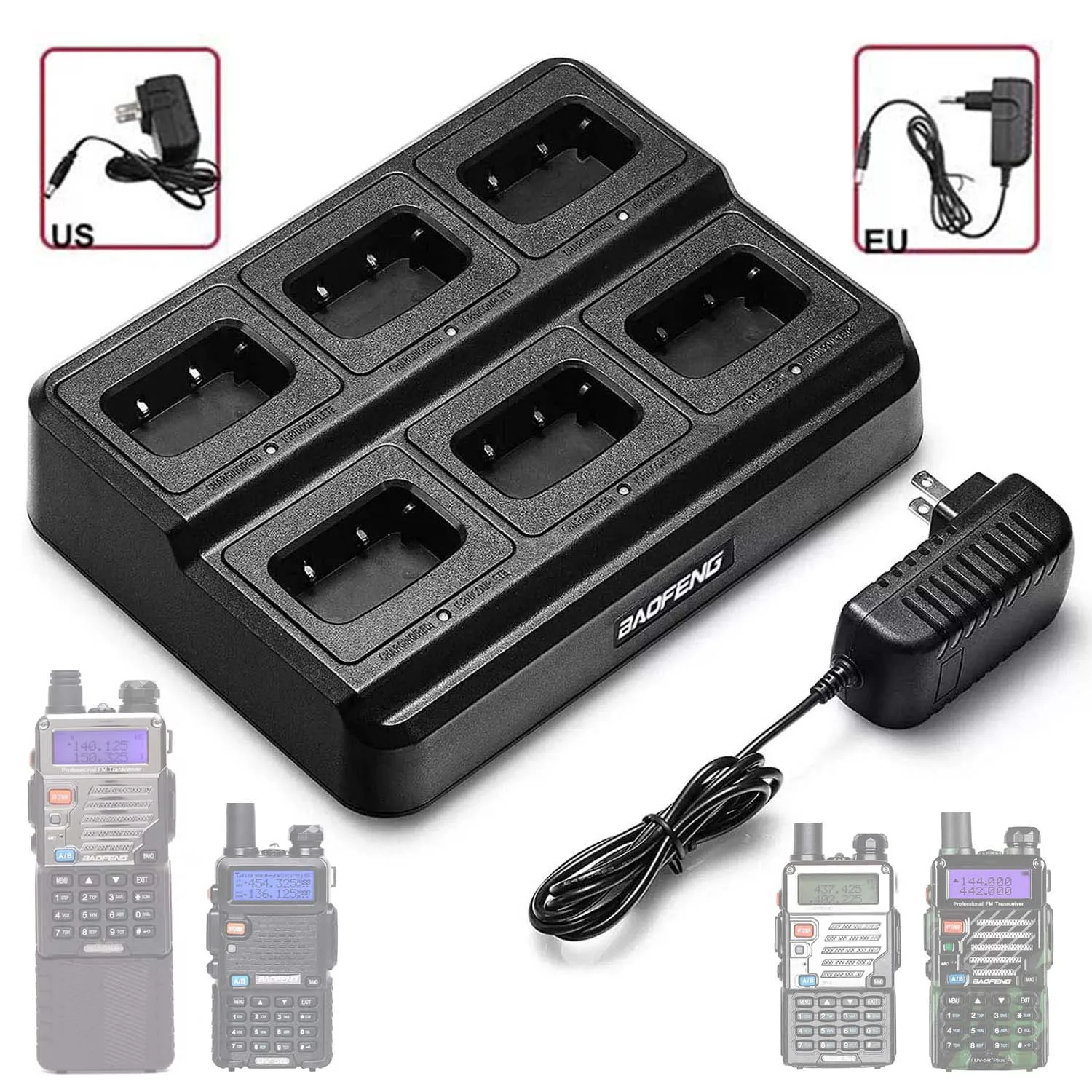 walkie talkie Six way base charger batteries Rapid plates battery charger Stations for baofeng bf uv 5r uv5R uv-5Re Uv-5Ra radio