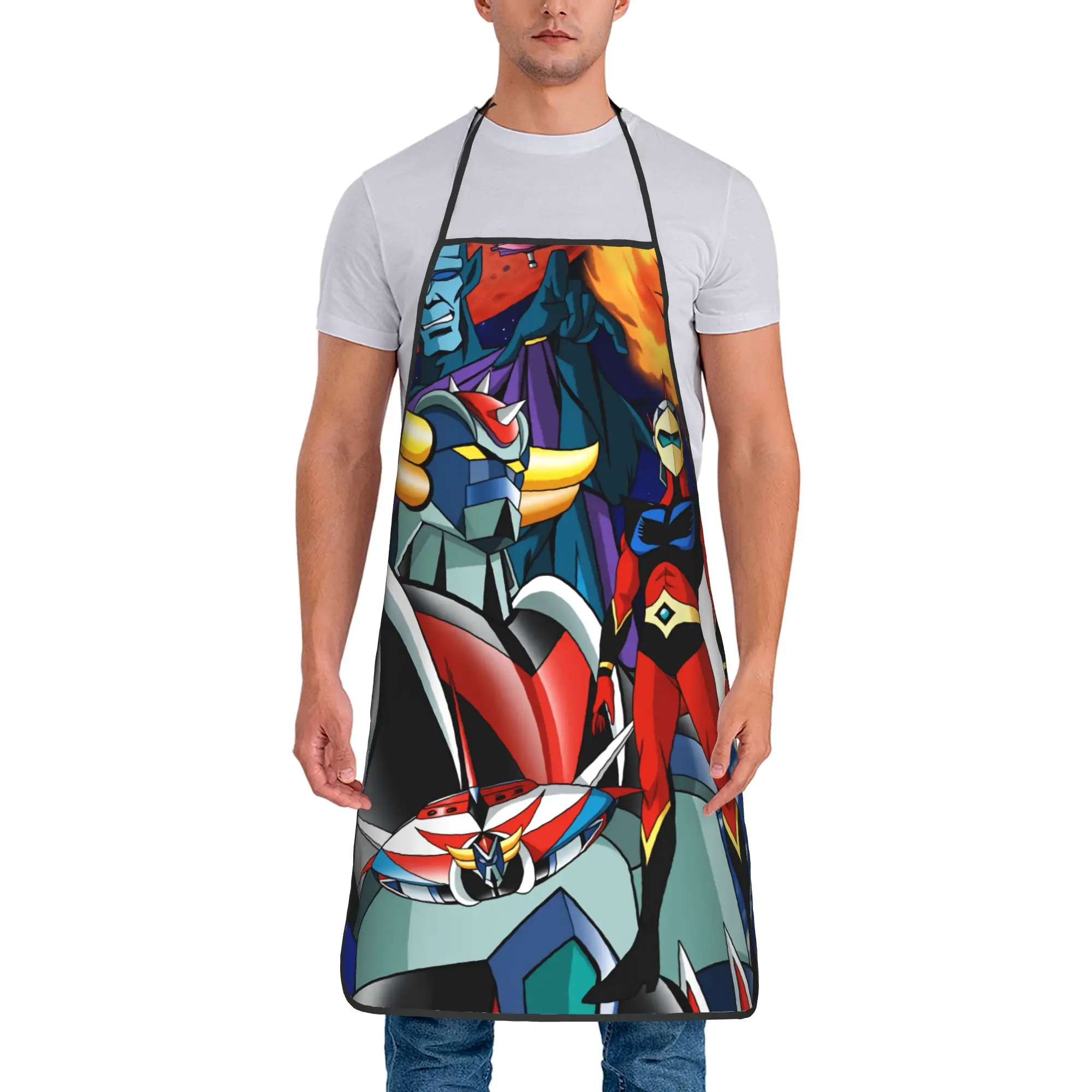 Goldorak Cartoon Apron  Custom Cooking Kitchen Accessories Work Adult Aprons without Pocket