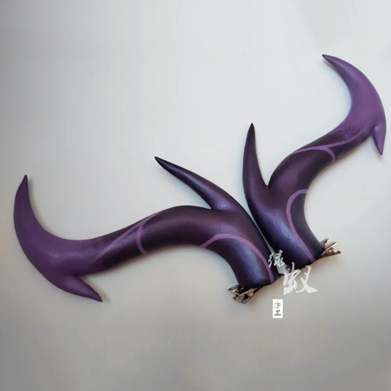 Anime The Dragon Prince Aaravos Cosplay Purple Head Clip Horns Headwear For Women men Halloween Party Props Costume Accessories