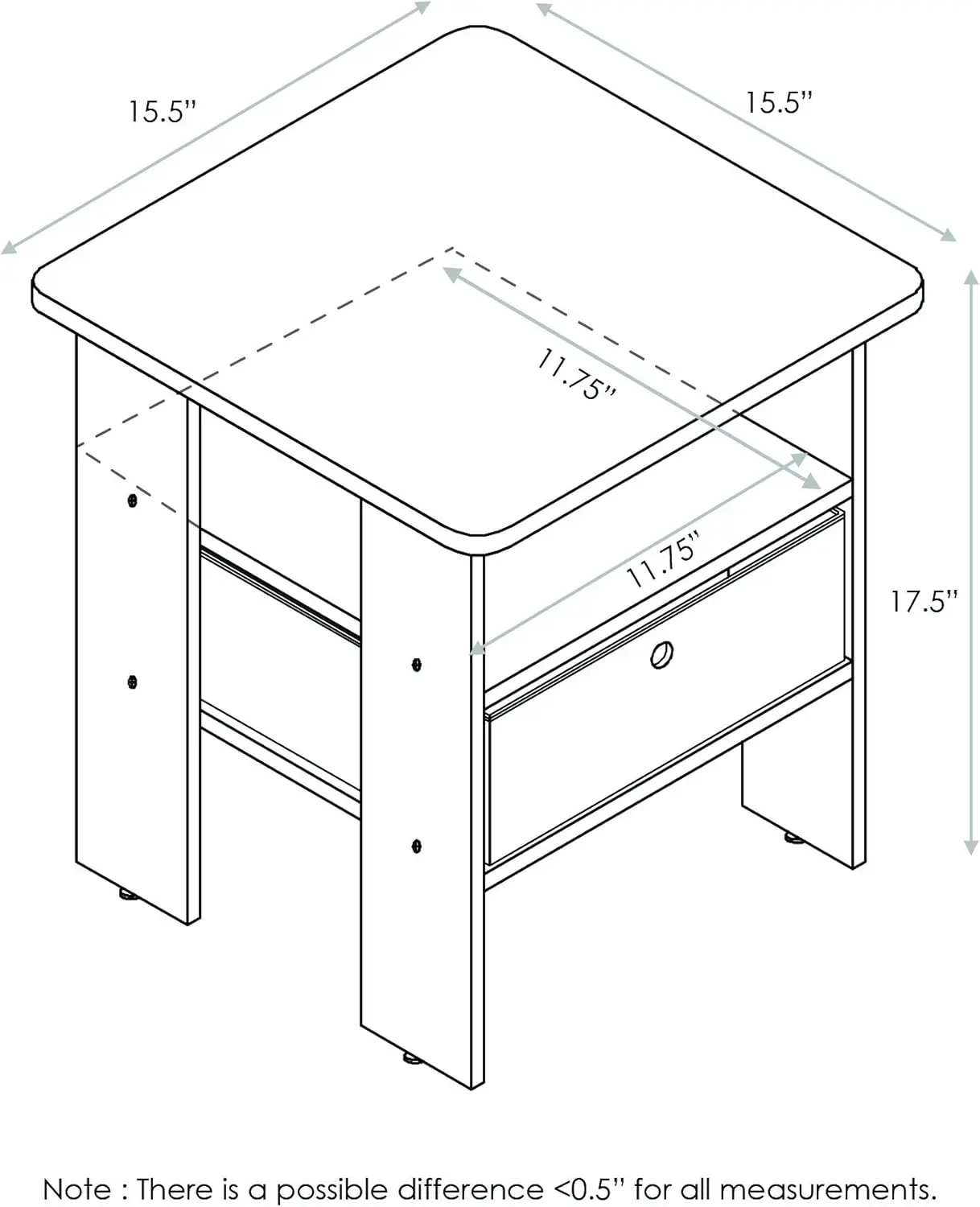 

Andrey Set Of 2 End / Side Table / Night Stand / Bedside Table With Bin Drawer, Espresso