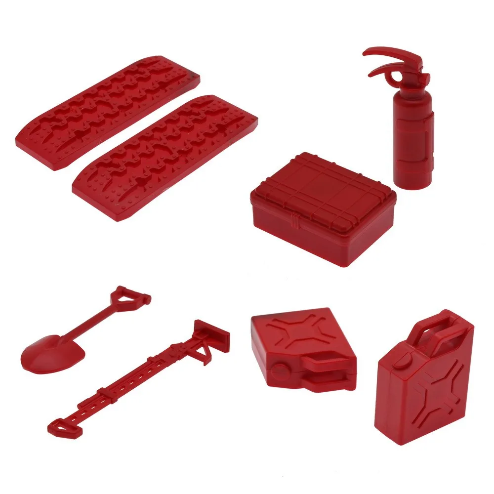 FY Original RC Car Simulation Decoration Kit – 6WD Military Truck/D90 Pickup Mood Parts, Red Plastic, Sand Ladder/Fuel Tank