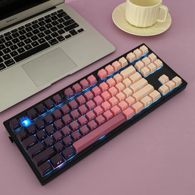 Gradient Eye Shadow PLUS Keycaps Side Top Character Translucent Backlit Key cap PBT OEM profile For MX Switch Keyboard