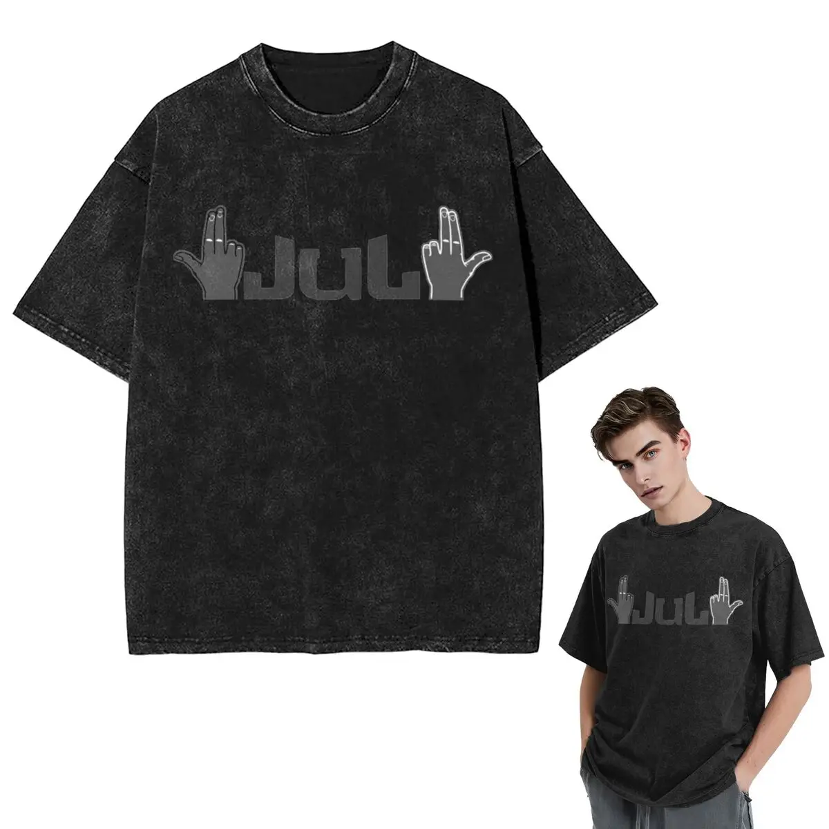 

Уличная одежда Футболки JUL , Giant Glove JUL Промытая футболка с коротким рукавом Футболка в стиле хип-хоп Топы Футболки для мужчин и женщин