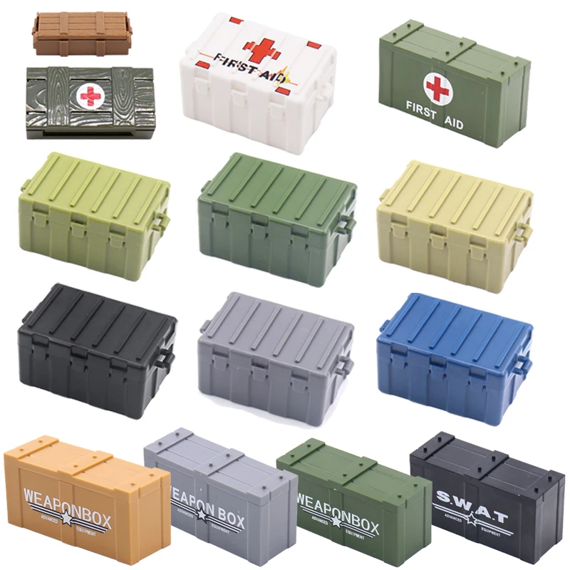 MOC Military Figure Accessories Building Blocks Foldable cover Weapon Box medical kit Military Scene Equipment Bricks Toys Gifts