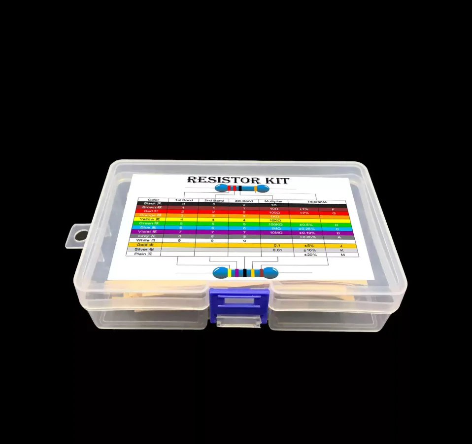 

60 значений * 10 шт. = 600 шт. Комплект металлопленочных резисторов 1/4 Вт 1% 1р~10м 1К 3,9К 5,6К 10К 20К 47К 51К 100К 180К 1R 100R 360R 510R 1М 4,7М Ом