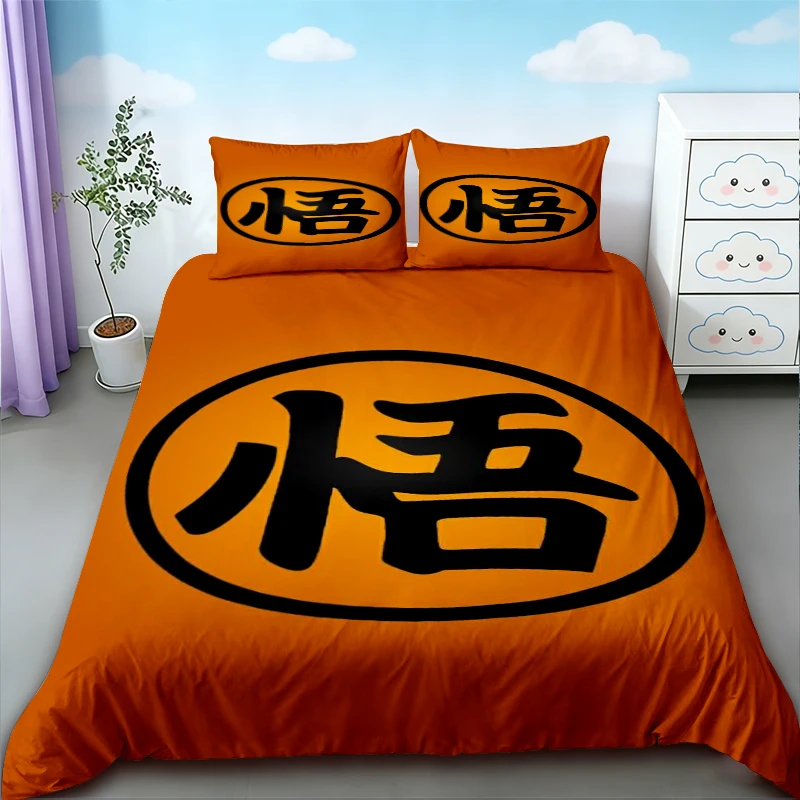 Teens Cartoon Duvet Cover Dragon Ball Goku Bedding Set Queen King Size for Bedroom Home Dormitory Decor Birthday Gifts view 3