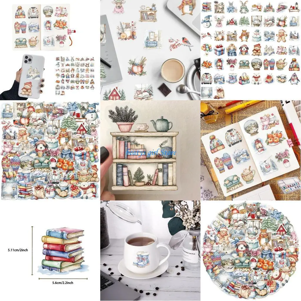 

C7AB 50PCS Reusable Christmas Stickers PVC Decals For Tablets Laptops Party Decorations