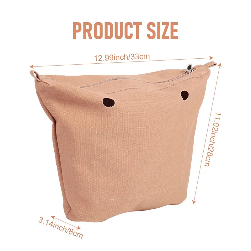 A63M-Waterproof Solid Canvas Insert Inner Lining Insert Zipper Pocket For Obag O Bag Handbag Bag view 6