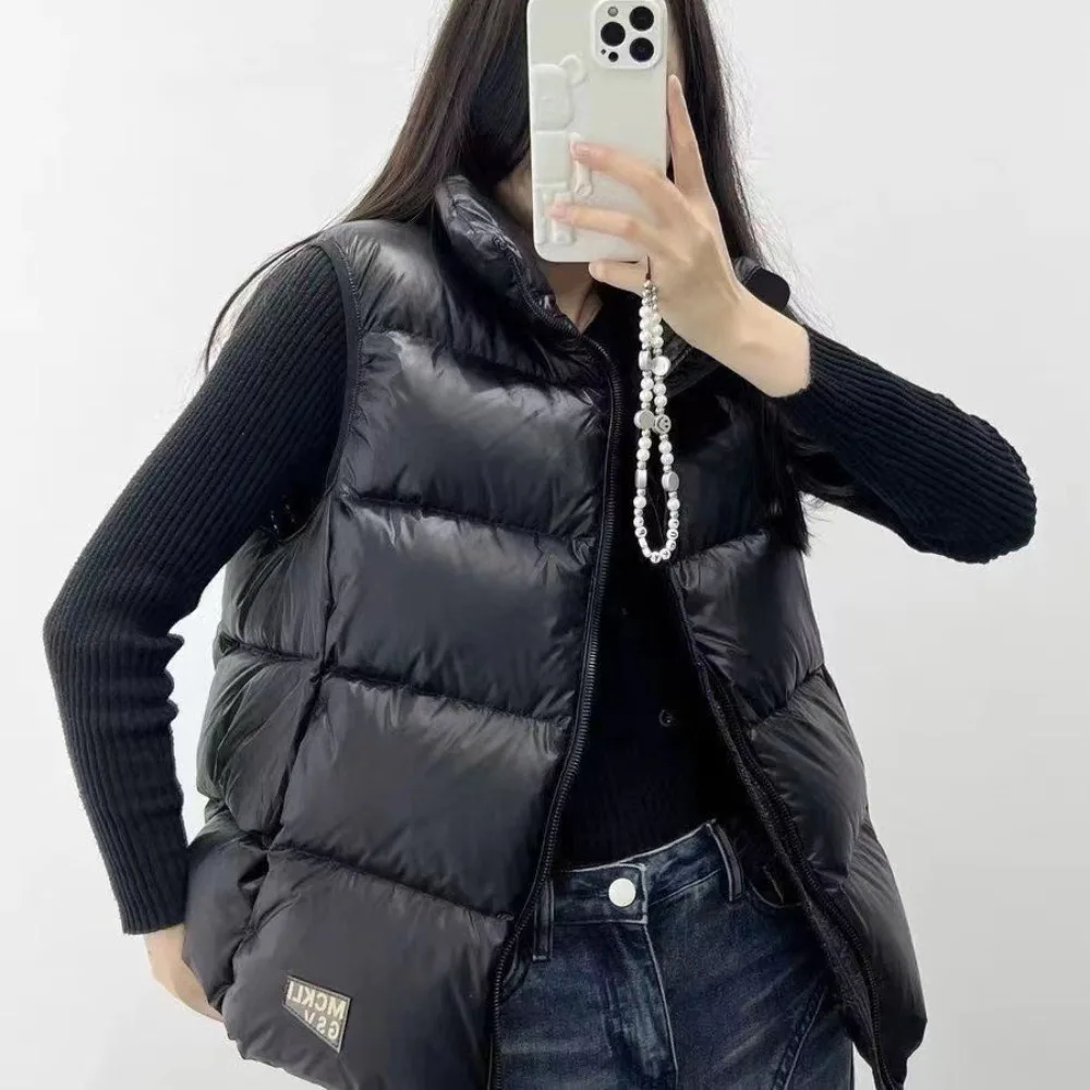 2024 New Duck Down Jacket Vest Women Winter Thick Warm Sleeveless Coat Black Slim Waistcoat Fashion Casual Windproof Coat Vest