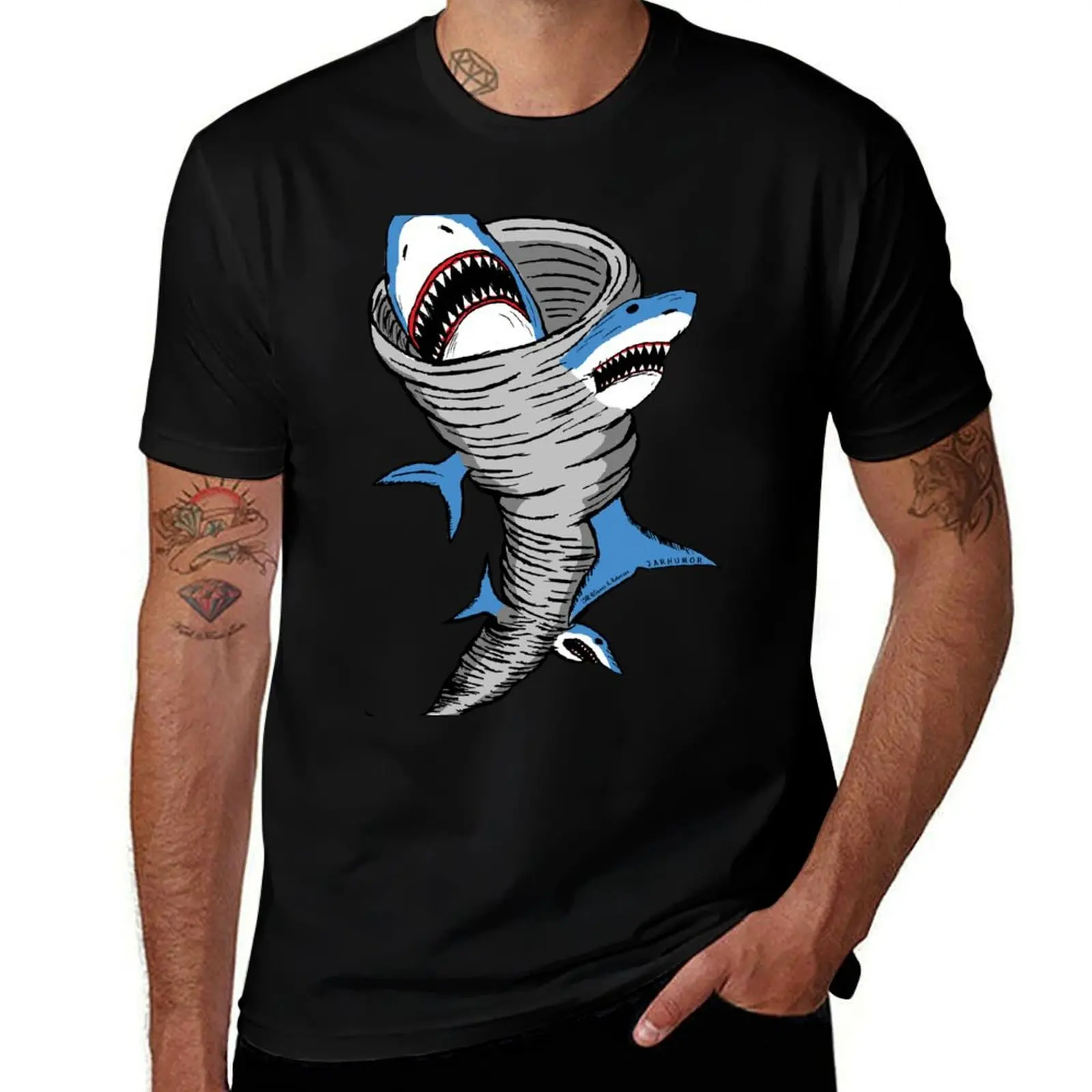 Shark Tornado T-Shirt Casual Fashion Short Sleeve Cotton T-Shirt