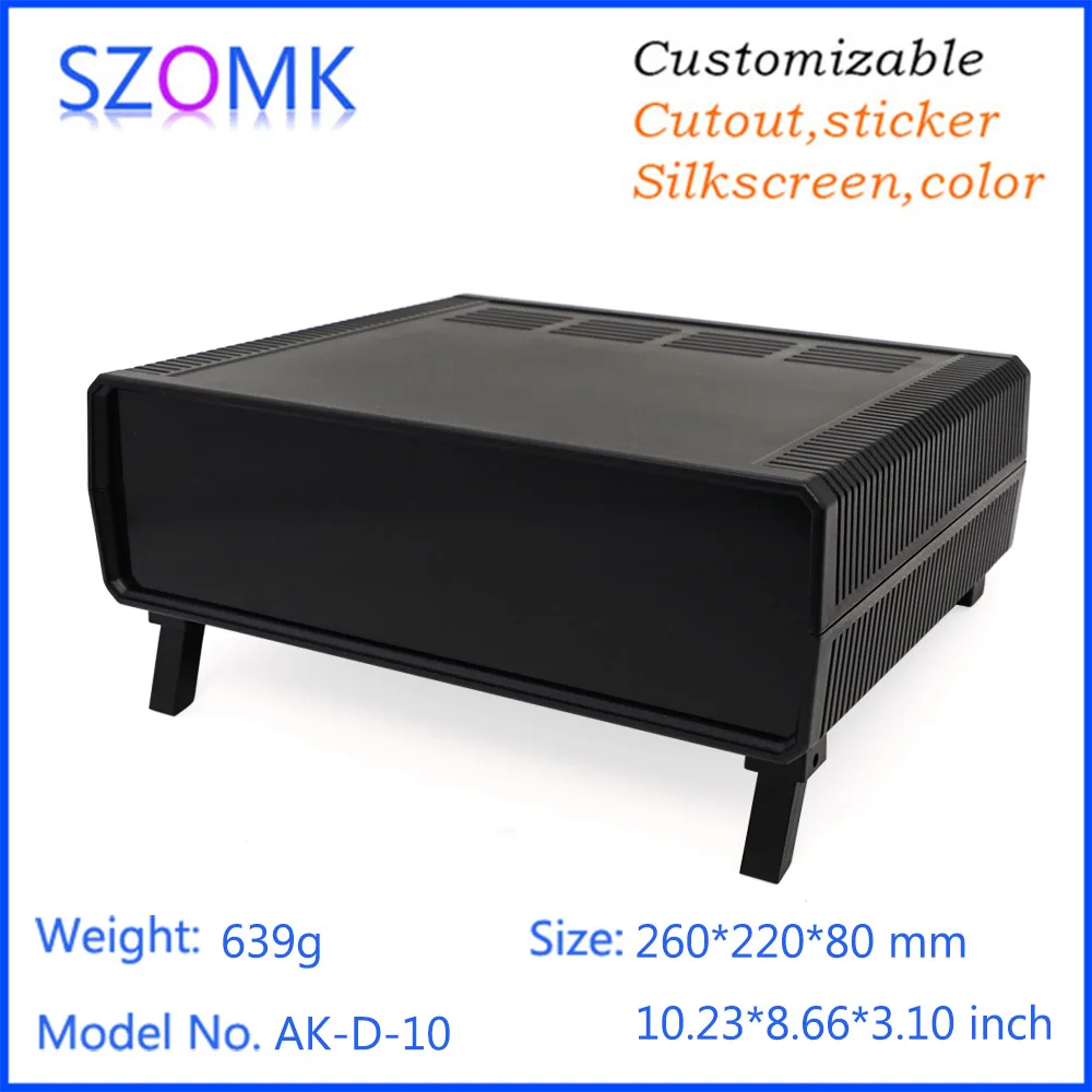 1Piece 260*220*80mm hot selling desktop plastic enclosure electrical plastic housing for power supply abs equipment enclosure