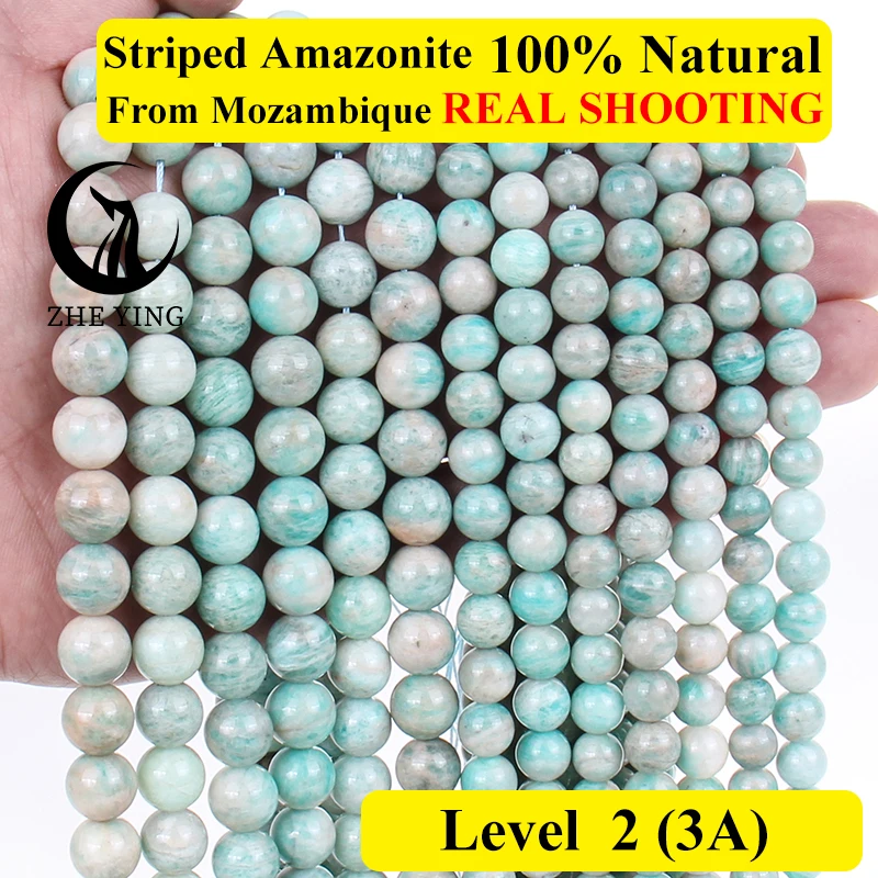 Zhe ying nova pedra amazonita natural redonda solta contas de pedras preciosas para fazer jóias bordado diy pulseiras colar acessórios