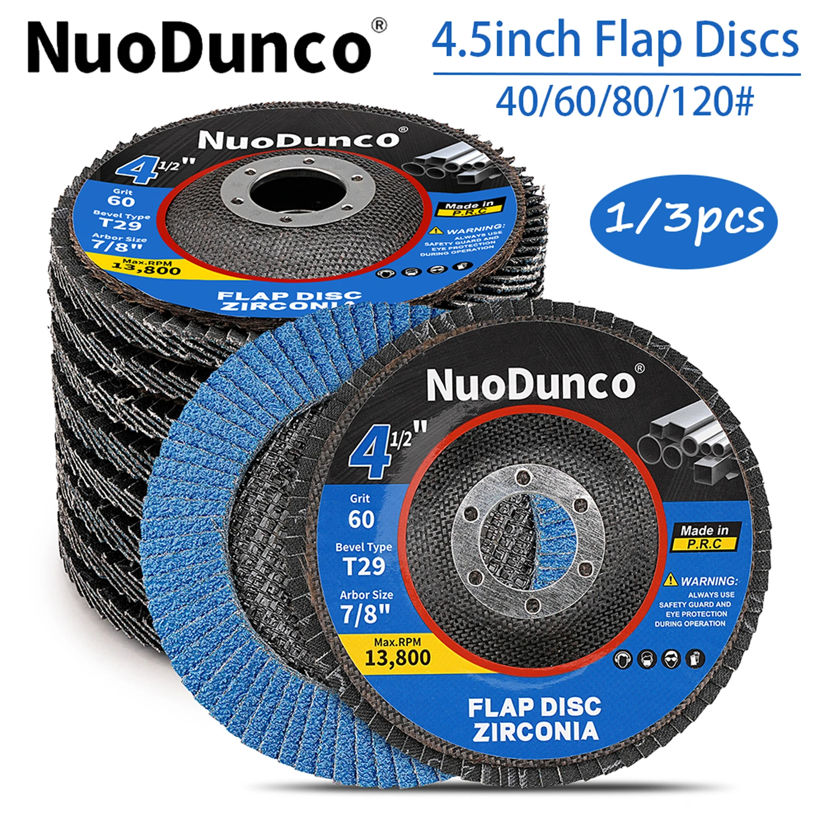1/3pcs Flap Discs 115mm 4.5 Inch Sanding Discs 40/60/80/120 Grit Type 29 Zirconia Abrasive Grinding Wheels For Angle Grinder