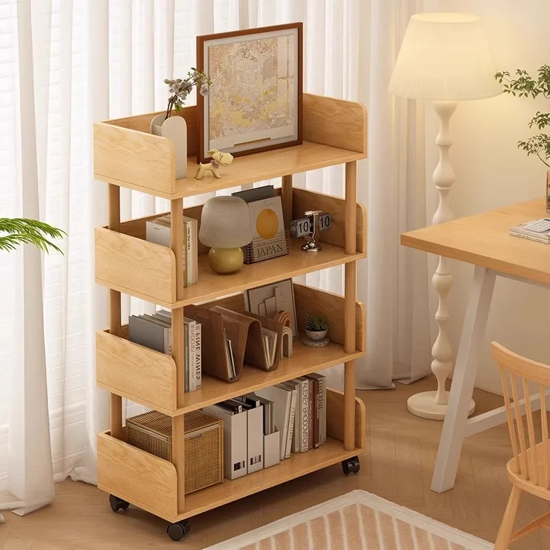 

Bookshelf Floor-to-ceiling shelf Simple living room Multi-layer storage rack Mobile trolley Wheeled children's picture book rack
