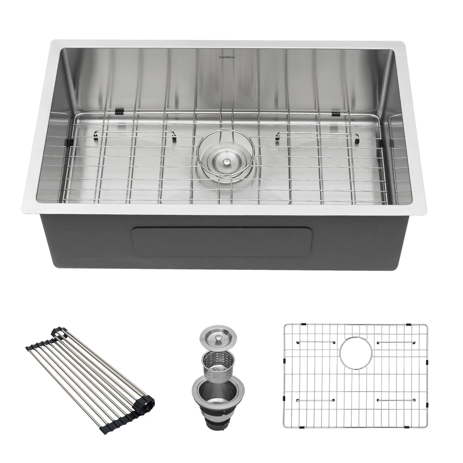 Design Brushed Handmade 304 Stainless Steel 32-Inch Rectangular Kitchen Sink Single Bowl