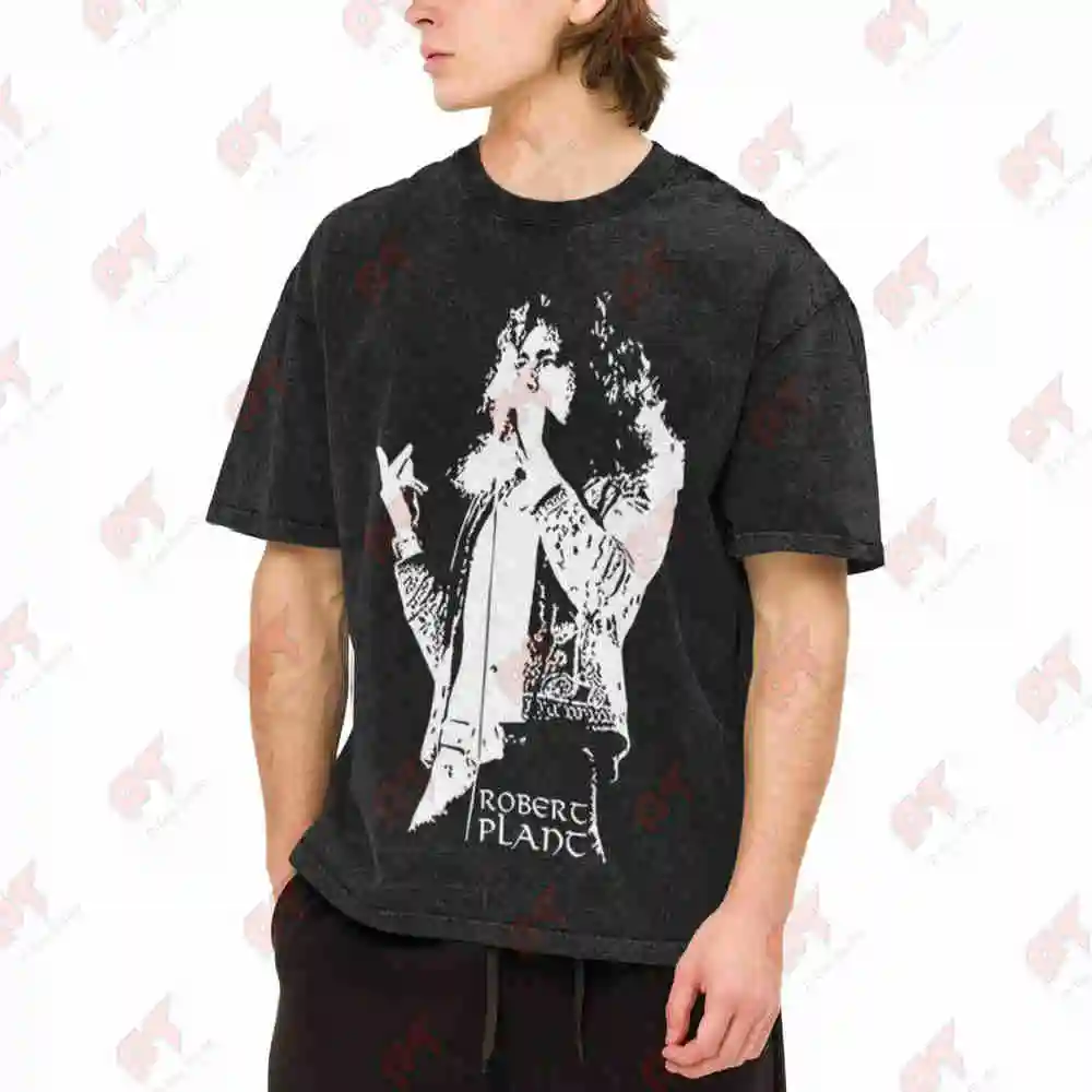 Robert Plant Vintage Oversized Vintage Washed Tee Pure Cotton T-Shirt