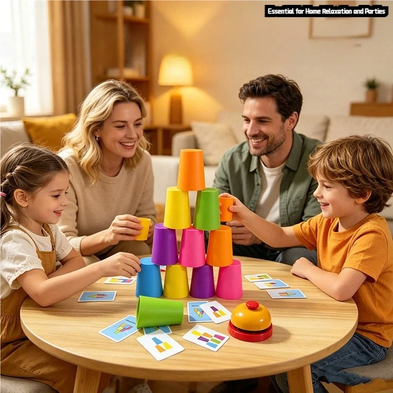 Popular Overseas Speed Stacking Cup Toy for Ages 3 and Above, Competitive Stacking Game for Kids, Includes Challenge Cards, Family Tabletop Game, Sensory Training, Hand-Eye Coordination Educational Toy, Helps Kids Stay Away from Electronic Screens, Multiplayer Battle Game, Parent-Child Interaction, Hand-Eye Coordination, Reaction Training, Children's Party Toy, Ideal Birthday and Holiday Gift for Boys and Girls, New Year, Christmas