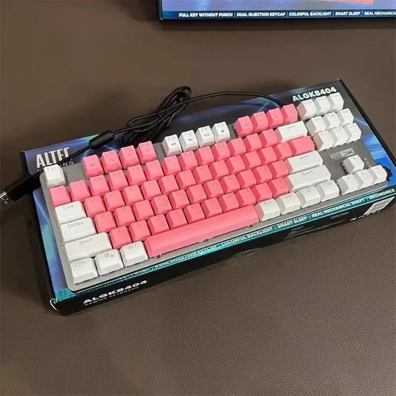 Double-Color 87-Key Mechanical Keyboard Usb Wired Magnetic Light Mixed Green Shaft Mechanical Esports Game Supports Waterproof