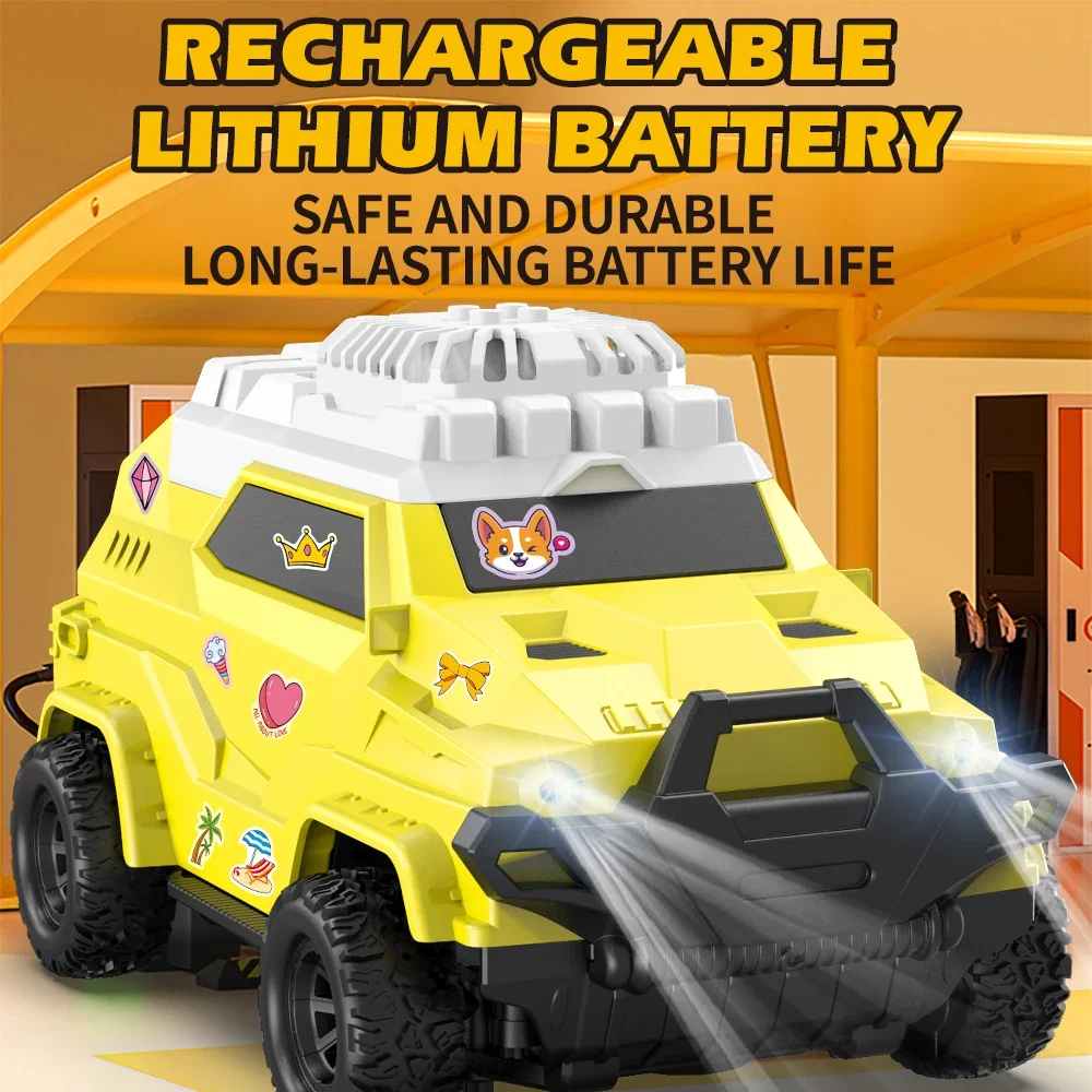 2. 4G DIY Sticker Fan Car, Remote Control, Table Mounted Fan Function, Long Remote Control Distance, 30 Minutes Battery Life