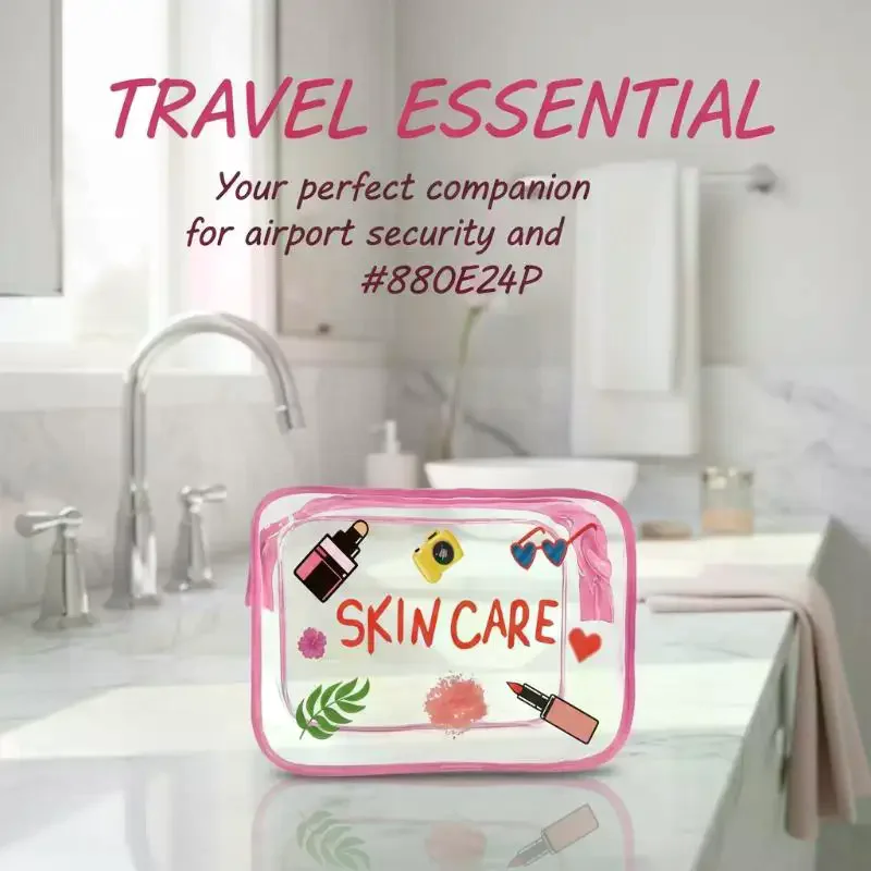 Transparent Multi Functional Makeup Bag Cartoon Pattern Drawstring Storage Pouch for Holiday Business Trips