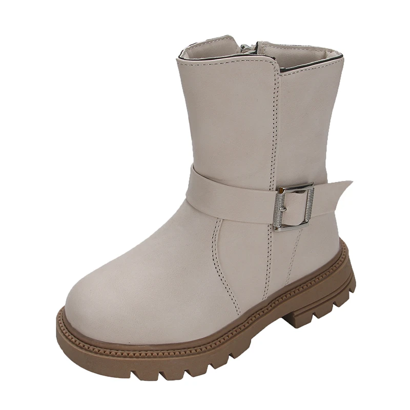 Britain Style Girls Short Boots Black Brown Beige Classic 2023 Children Casual Boys Boots Non-slip Versatile PU Spring Autumn