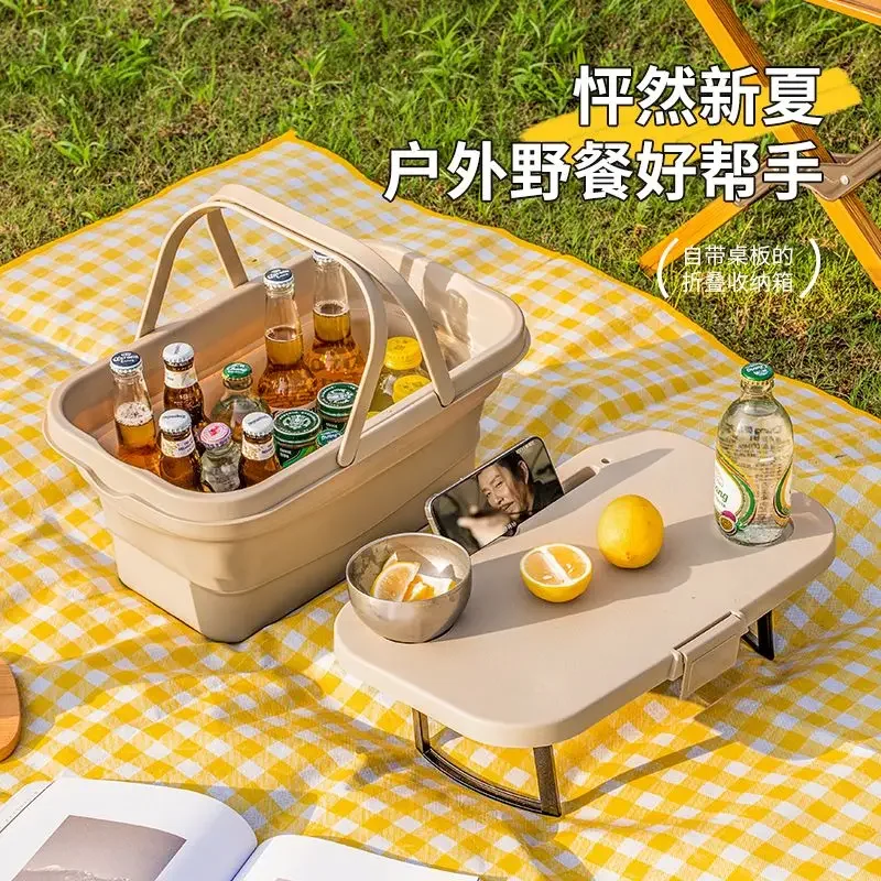 Outdoor Foldable Camping Picnic Multi-function Water Shopping Fruit Basket Picnic Hand Basket