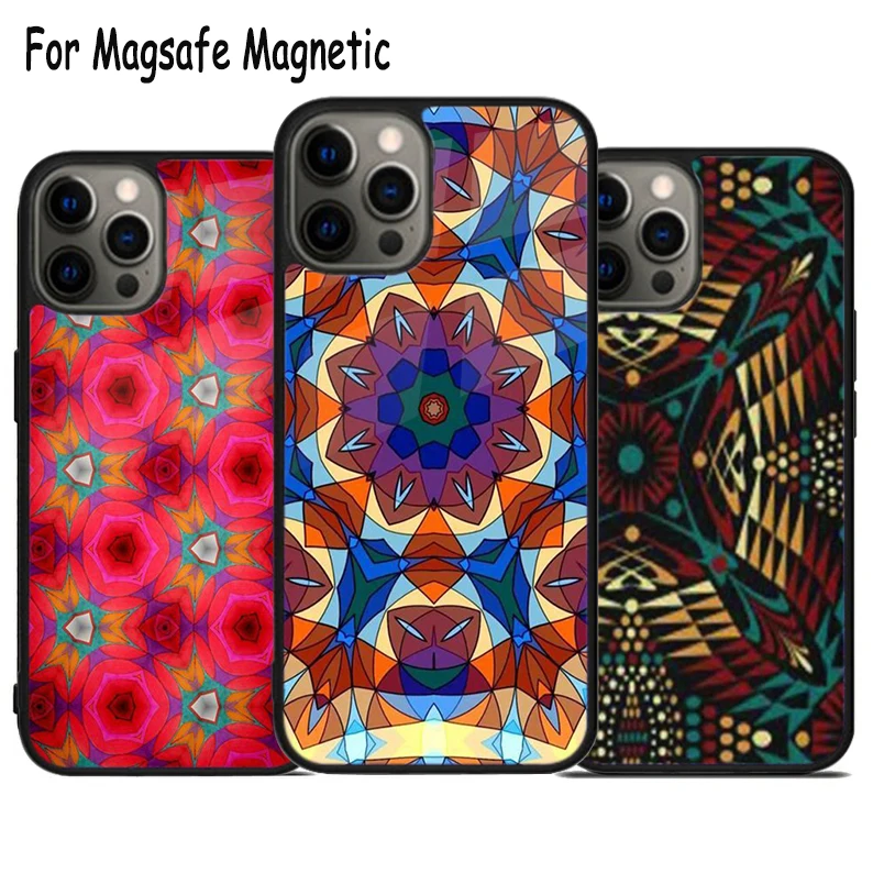 Indian National Kaleidoscope Art Wireless Magsafe Phone Case For iPhone 15 16 14 13 11 12 Pro Max Plus Magnetic Bumper Cover