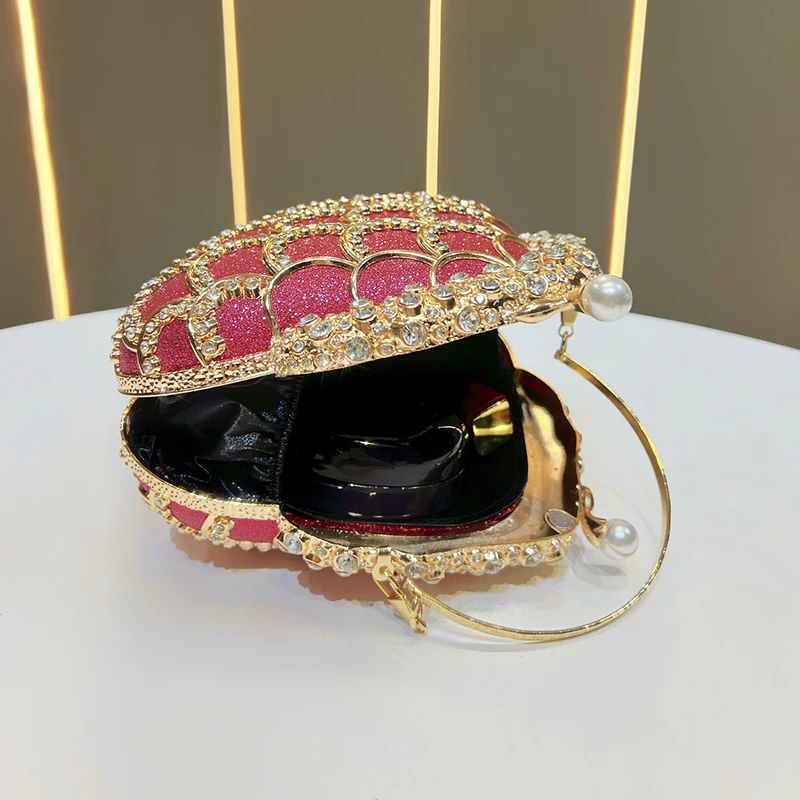 Ladies' Summer New Fashion Chain Handbag Light Luxury Crossbody Bag Elegant Handbag Fish Scale Inlaid Diamond Design Banquet Bag