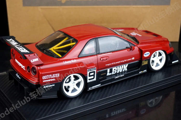 IG 1:18 ER34 GTR LB #9 JDM Simulation Limited Edition Resin Metal Static Car Model Toy Gift