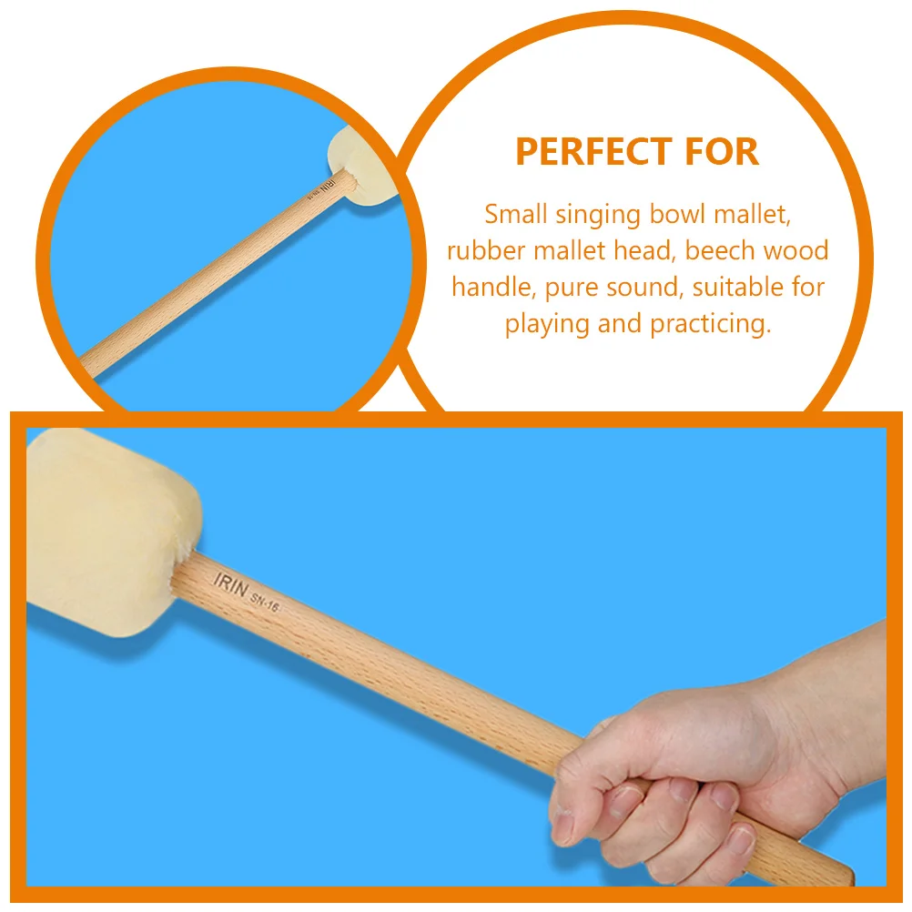 

2pcs Bass Drum Mallet Stick Beech Handle Felt Head Durable Percussion Instrument Mallets For Stage Performance Gong Practice
