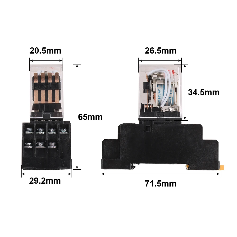MY4NJ Coil DC12V DC24V AC110V AC220V AC380V HH54P 5A 220V Miniature Electromagnetic General Purpose Relay