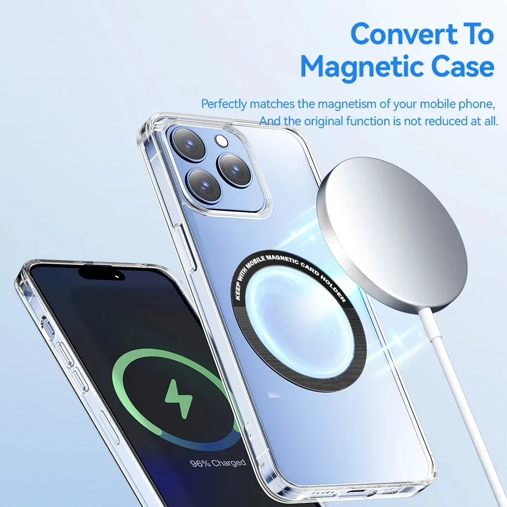 iPhone 16 15 14 13 12 Pro Max Plus 용 5PCS 자기 금속 링 Samsung Xiaomi 무선 충전 플레이트 용 MagSafe 자석 용