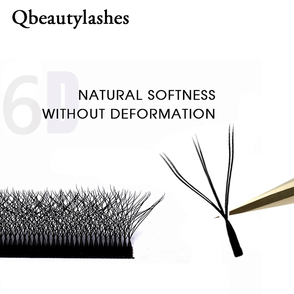 Qbeautyelashes YY 6D W شكل رمش ملحقات YY الطبيعية الفردية لاش ملحقات طول 8-15 مللي متر 6D الرموش الصناعية للماكياج
