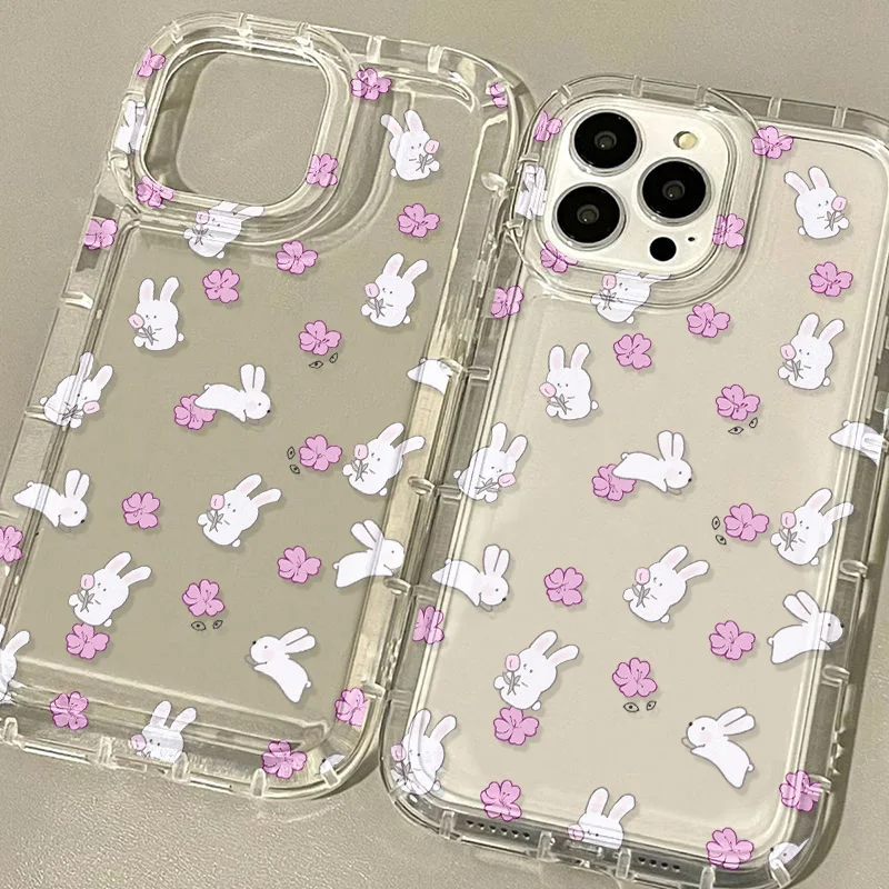 S23 Ultra Phone Case For Samsung A55 5G Case Galaxy S21 FE S24 Ultra A52 A52S A54 A32 A35 A15 A33 Rabbit Soft Shockproof Cover image 2