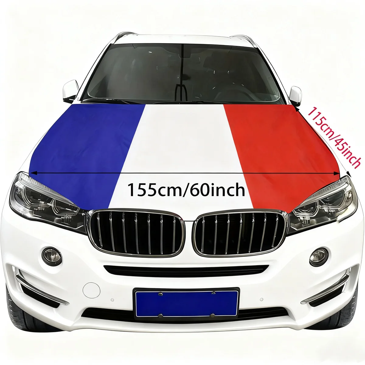 فرنسا هود غطاء العلم 155 سم × 115 سم، سيارة وطنية، لديكور السيارة، العلم الفرنسي سيارة قبعة راية ملحقات للتزيين #3