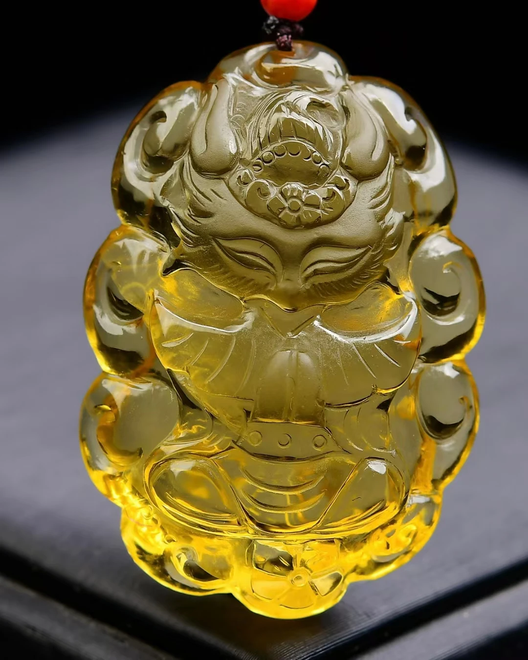 

Natural Yellow Citrine Quartz Fox Carved Pendant 41*29*14mm Women Men Jewelry Citrine Wealthy Necklace AAAAA