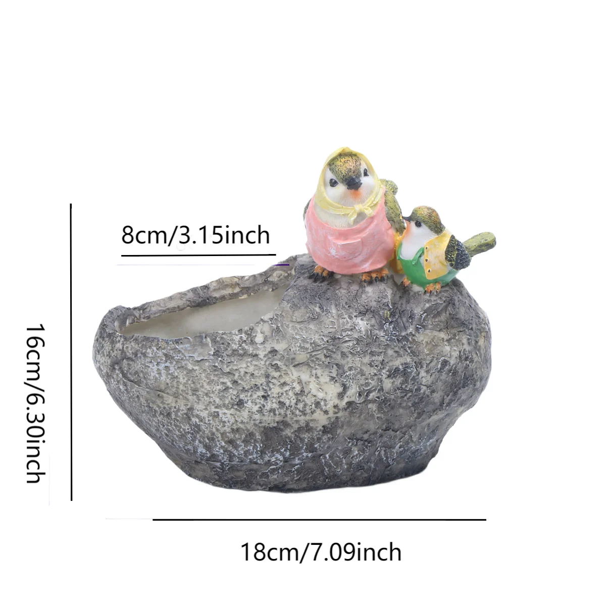 Artistic resin flowerpot featuring bird design suitable for outdoor garden decoration and indoor plant displays