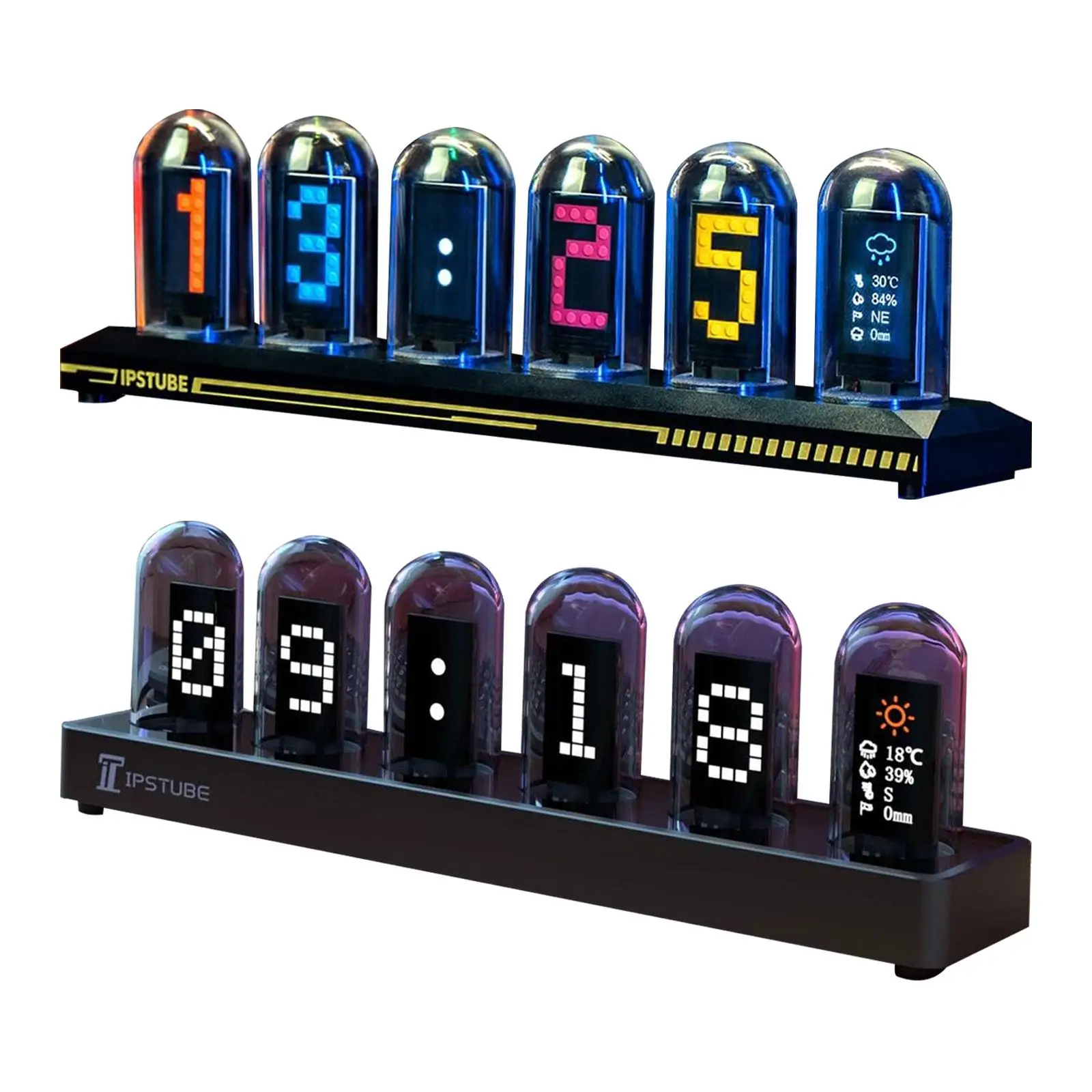 Nixie Tube Clock Photo Album Weather Setting Gift Desk Digital Clock RGB Glow Tube Clock for NightStand Dorm Kids Office Family