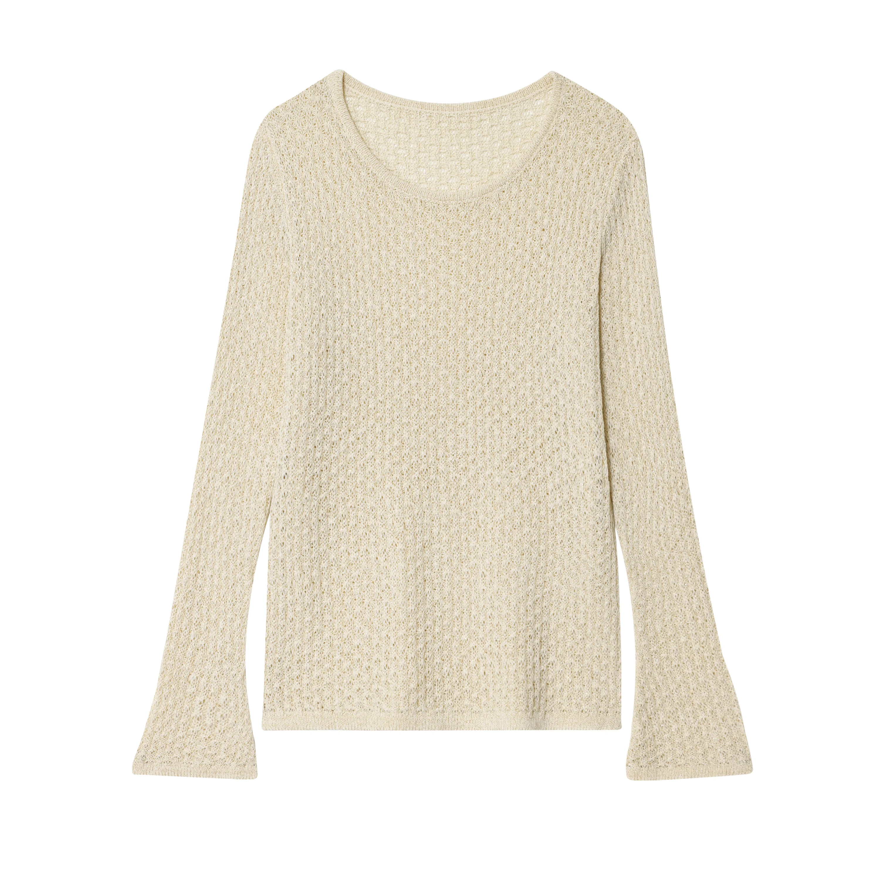 

Women's clothing autumn new products elegant simple casual and fashionable metal wire mesh tug straight collar long sleeve top