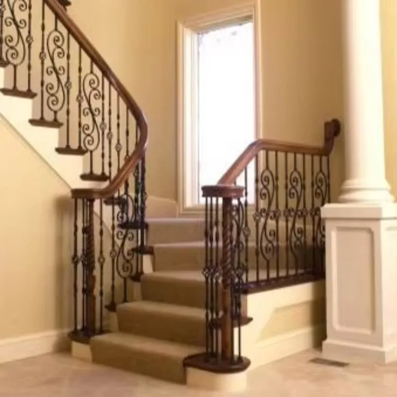 Hand-forged metal stair railing