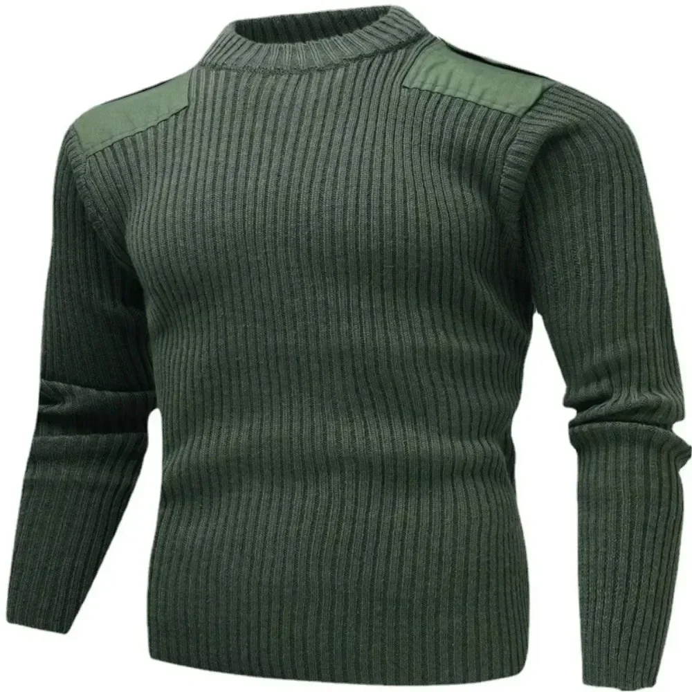 Tactical Sweater Men Military Jersey British Army Knitted Pullover Winter Wool Patch Vintage Green O-Neck Knitwear Cold Jerséis