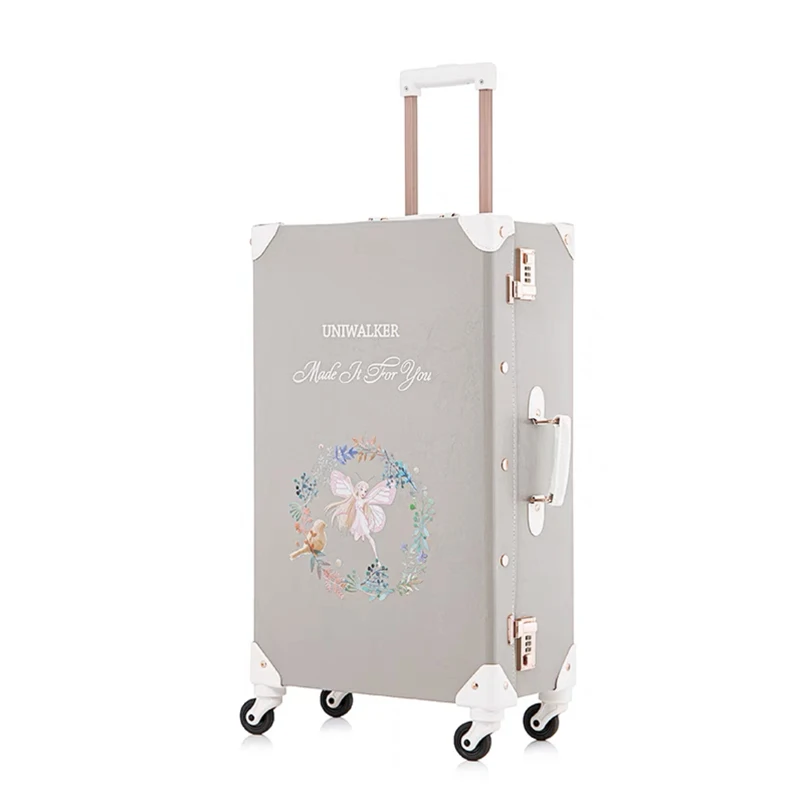 Hot!New Women 2PCS/SET Vintag Travel Suitcase Rolling Luggage,12\